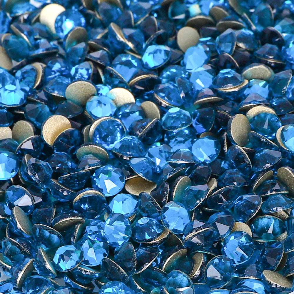 SS10-SS30 2088 Blue 8 Big 8 Small Non Hotfix Diy Strass Crystal Rhinestones Stick On Nail Art Decorations DIY Needlework Clothes