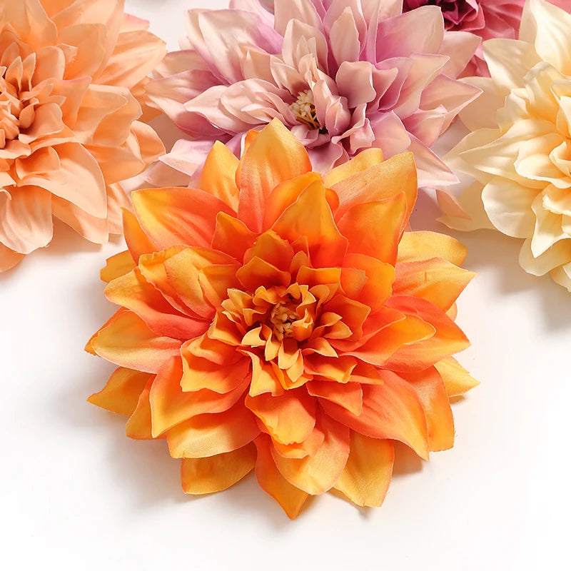 3/7pcs Bulk 15cm Artificial Dahlia Flowers Chrysanthemum Handmade DIY Home Decor Flowers Head Bride Flowers Bouquet Accessories