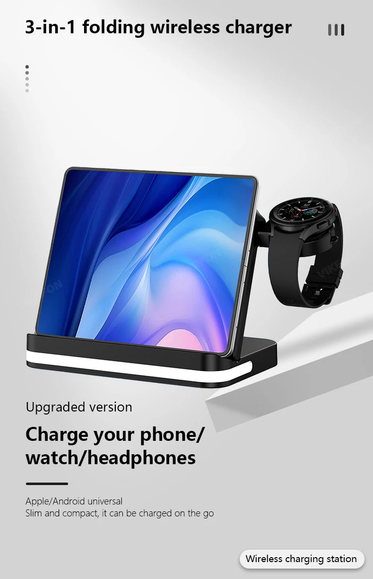 6 In 1 Wireless Charger Stand For iPhone Samsung S23 S22 Ultra Note Fold Galaxy Watch 5 4 Active Buds Fast Charging Dock Station