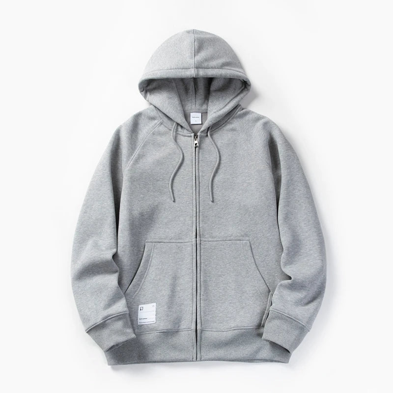 Solid Color Hoodie Men Fashion Zip Up Long Sleeve Oversized Jacket Coat Harajuku Gothic Hooded Sweatshirt Y2K Teen BP13813