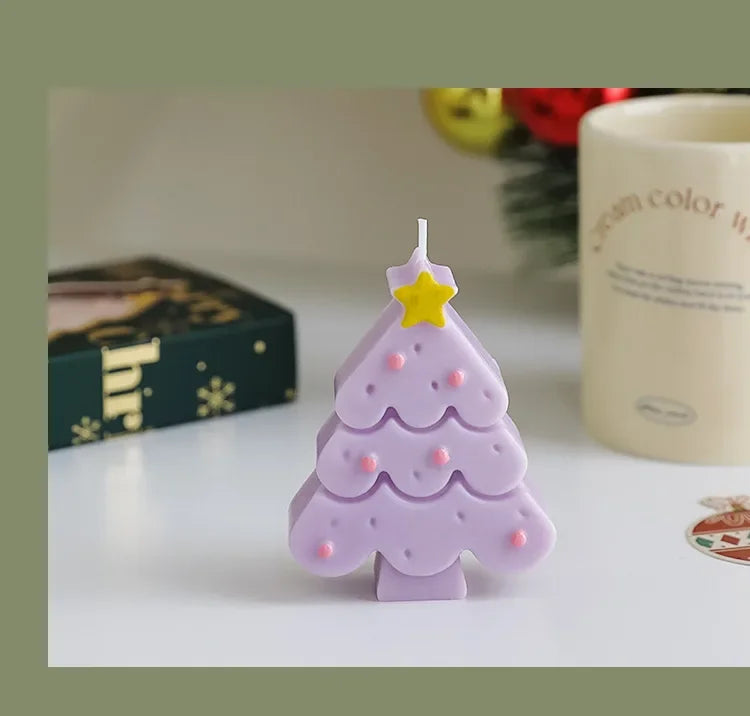 Christmas Scented Candle with Box Mini Christmas Tree Shape Fragrance Candle Home Decor Candle Gift for Friends Women Souvenir