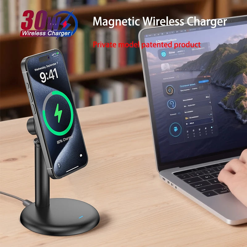 2025 25W Magnetic Wireless Charger Stand Pad For iPhone 16 15 14 13 12 Pro Max 30W Qi2 Fast Charging Station