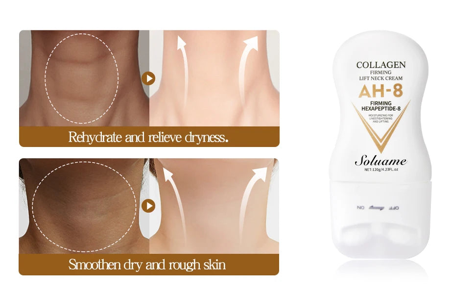 Firming&Lifting Collagen Neck Cream Moisturizing Neck Lotion with Massage Roller Easily Absorbed, Massages Neck Skin Care