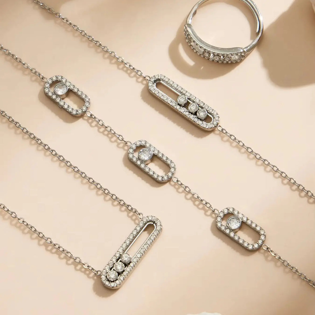 18K Gold Plated Slidable Zircon Jewelry Set