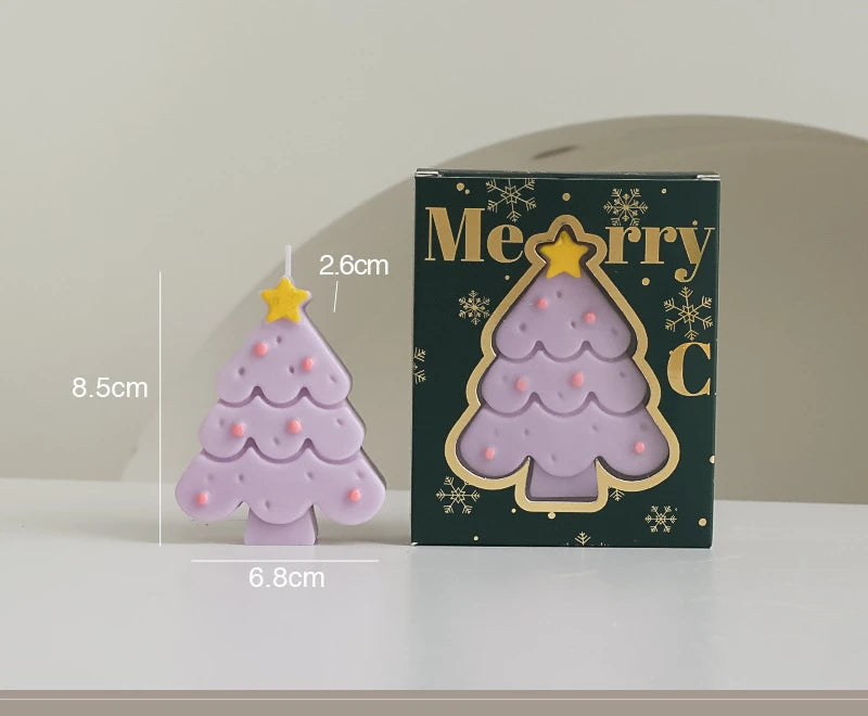 Christmas Scented Candle with Box Mini Christmas Tree Shape Fragrance Candle Home Decor Candle Gift for Friends Women Souvenir