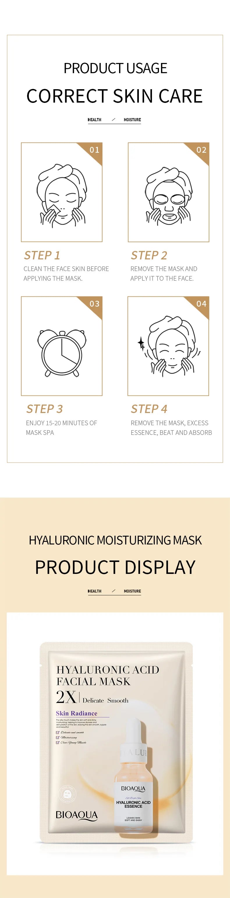 10pcs BIOAQUA Centella Collagen Face Mask Moisturizing Refreshing Sheet Masks Hyaluronic Acid Facial Mask Skin Care Products