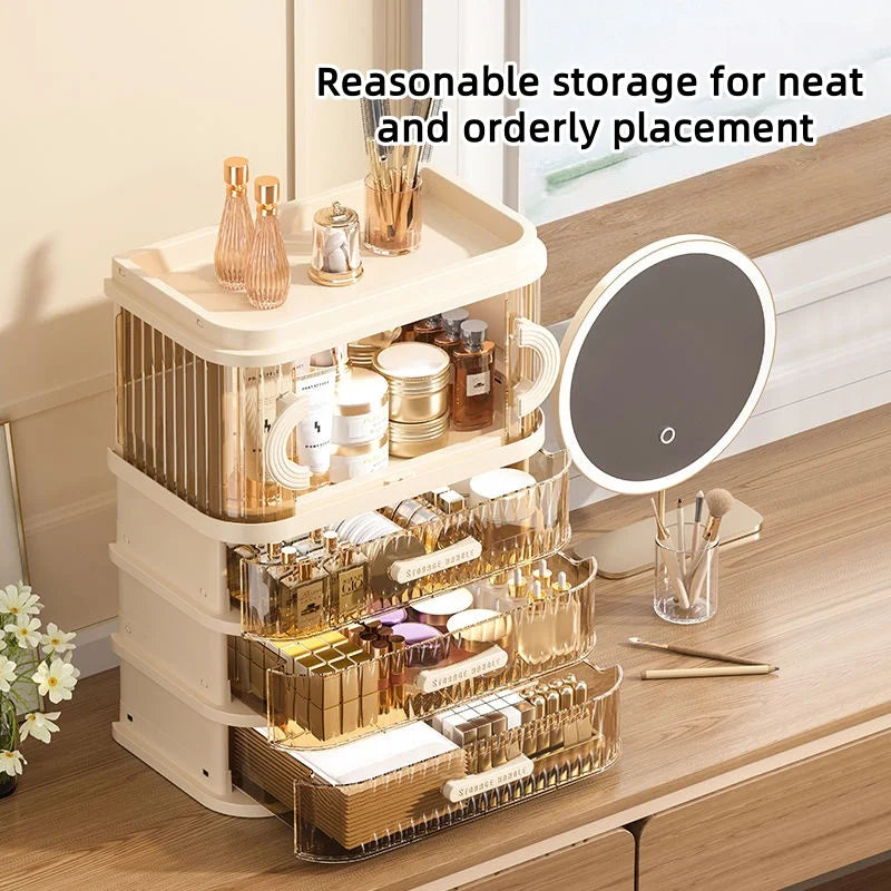 1 pcs Folding storage box, cosmetics desktop dressing table, lipstick and skin care products, large-capacity storage rack