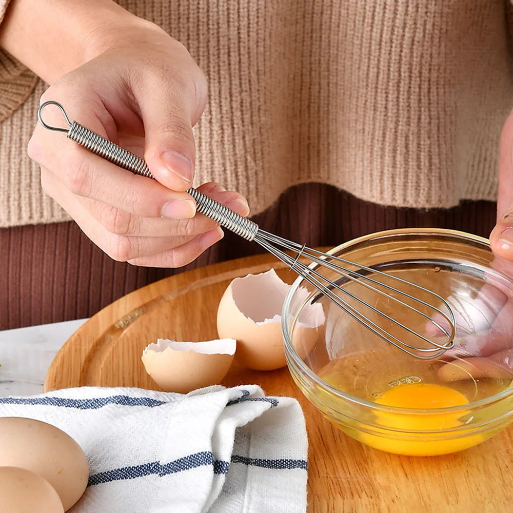 2pcs Mini Stainless Steel Balloon Wire Whisk Manual Egg Beater Mixer Kitchen Baking Utensil Milk Cream Butter Whisk