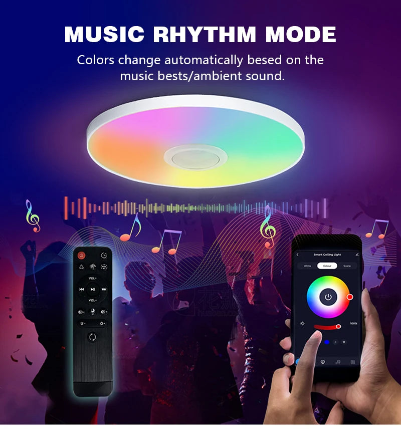 Tuya Smart Audio Ceiling Light APP Remote Control RGB Ambient Lamp Living Room Bedroom Home Decor LED Music Ceiling Lights