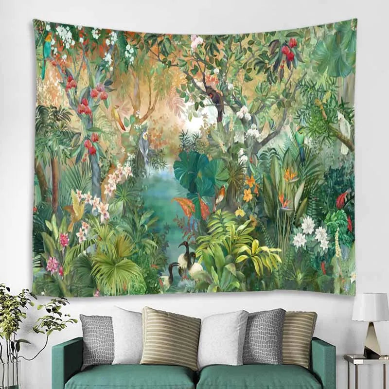 Aesthetic Home Decor Tapestry Beach Towel Yoga Mat Blanket Table Cloth Tapestry Tropical Jungle Animals Wall Hanging Tapestry