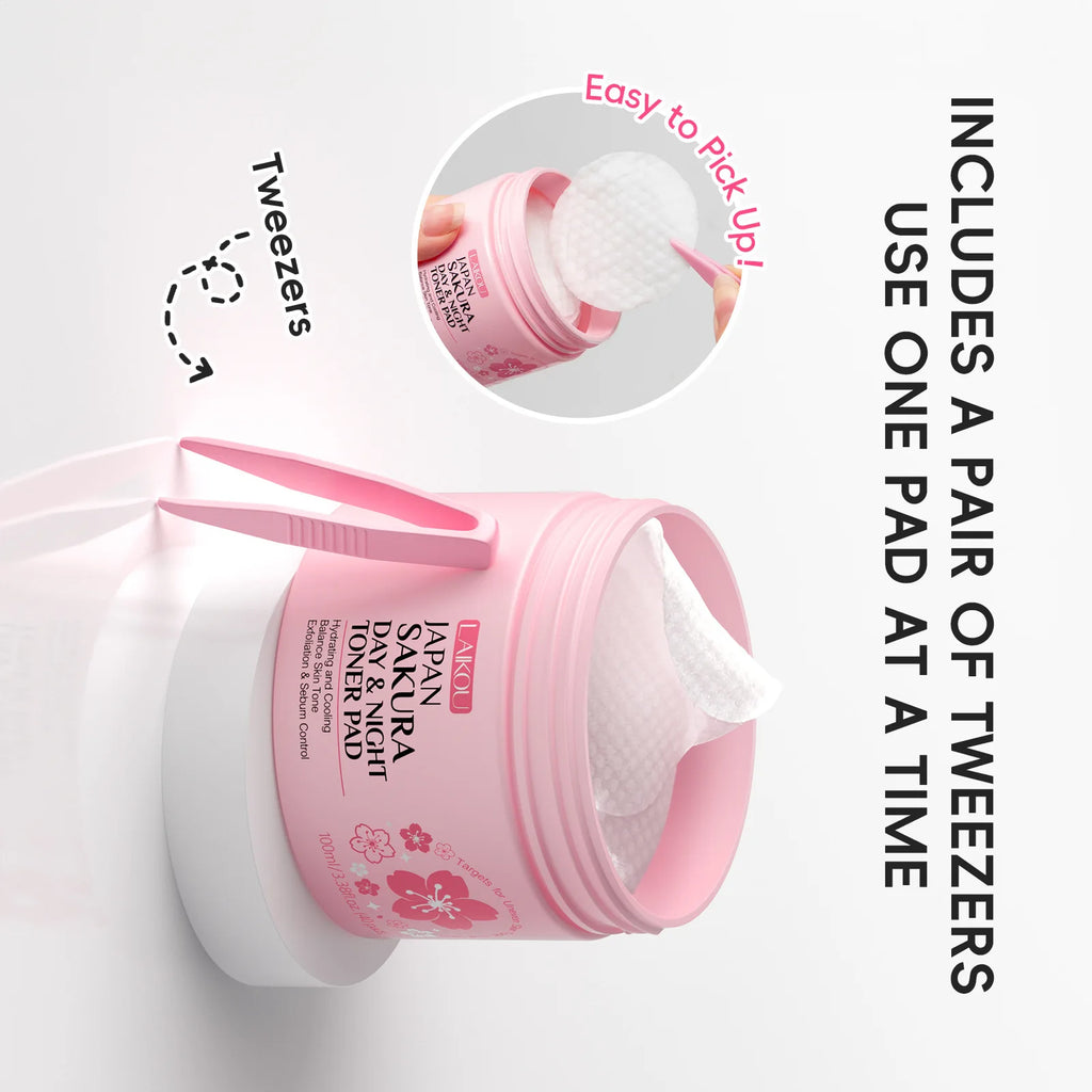 Japan Sakura Toner Pads 100ml 40pads Day Night Use Remove Makeup Cleanse Moisturize Face Care Hydrating Treatment  Skin Care