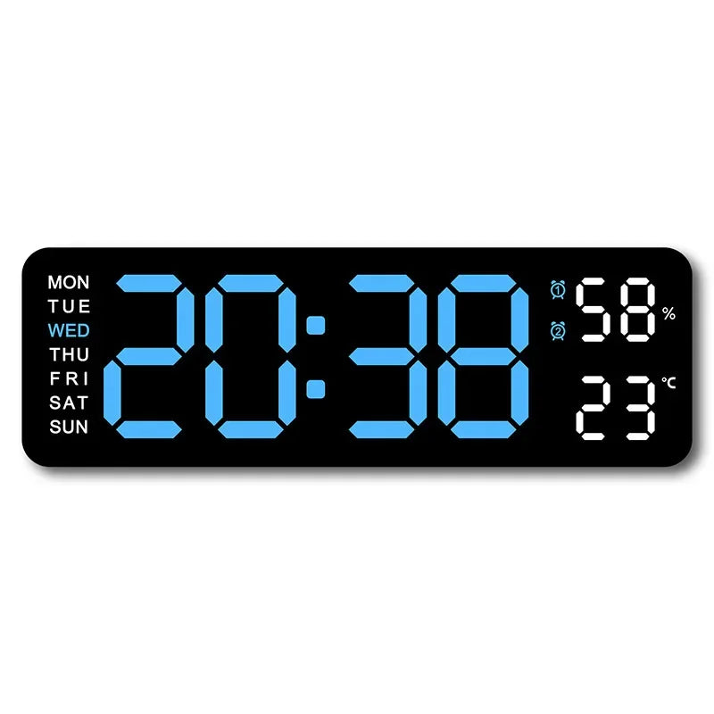Hot 9 Inch Large Digital Wall Clock USB Powered TEMP Humidity Week Auto Dimmer DST Table Clock 12/24H Electronic LED Alarm Clock