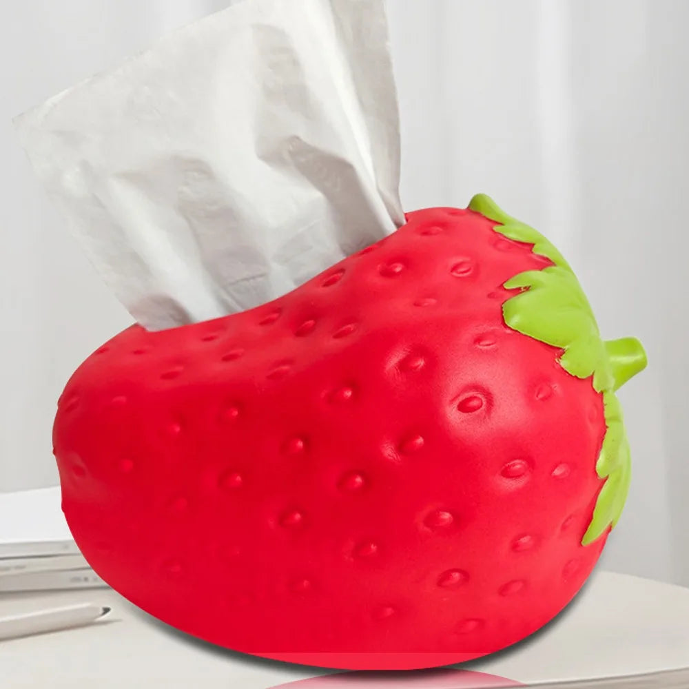 Creative Cute Strawberry Tissue Box Universal Napkins Box Plastics Paper Towel Case Bedside Table Large Capacity