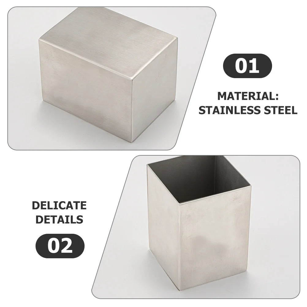 Stainless Steel Storage Box Pencil Cup Desk Organizer Marker Penholder Tableware