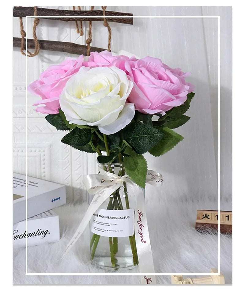 Simulated Single Rose Living Room Dining Table Decoration Artificial Flower Ornaments Wedding Decoration Home Decor