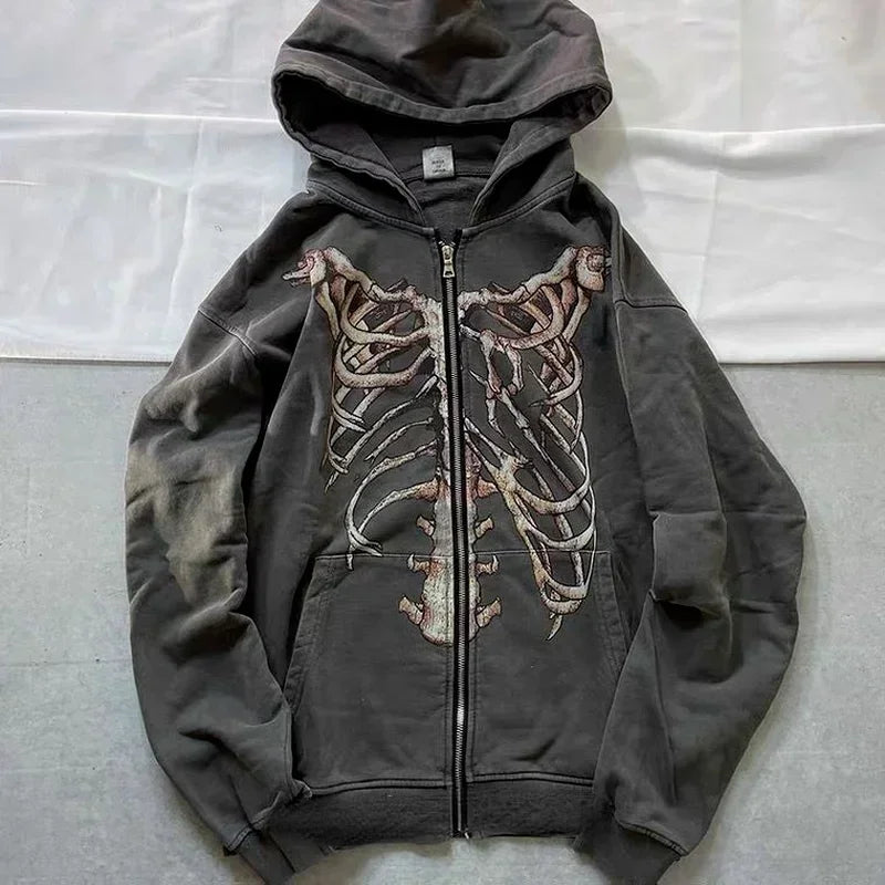 Woman Hoodie Goth Vintage Hoodies Y2K Grunge Graphic Long Sleeve Hooded Sweatshirt Harajuku Japanese Aesthetic Korean Korean