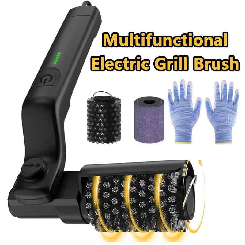 Electric Rotary Grill Brush Wireless Stainless Steel BBQ Cleaner Brush 3-Speed Power Control for Outdoor Gril BBQ Accessoires
