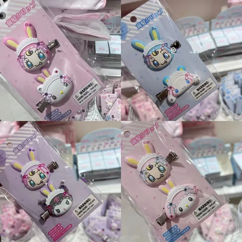 New Sanri Mezzo Piano Bangs Clip Set Cartoon Kuromi Cinnamoroll Hairpin Cute Charmmy Kitty Fashion Bangs Clips for Girls Gifts
