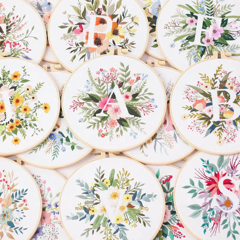 Embroidery Kit for Christmas DIY Wreath Printed Pattern Flower Cross Stitch Set Needlework Hoop Handmade Sewing Art Craft Kit