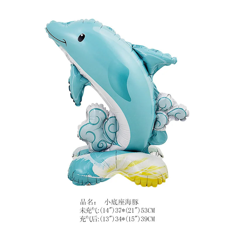 Standing Cute Animal Giraffes Seals Turtles Sharks Dolphin Bunny Foil Balloons Animal Sea Zoo Themed Birthday Party Decorations