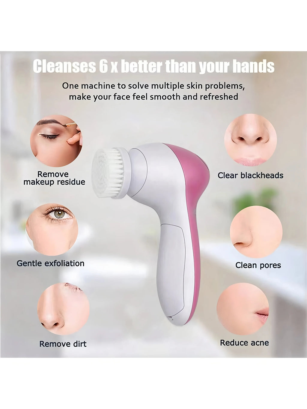 5-in-1 Electric Facial Cleaner Face Cleansing Brush Spa Skin