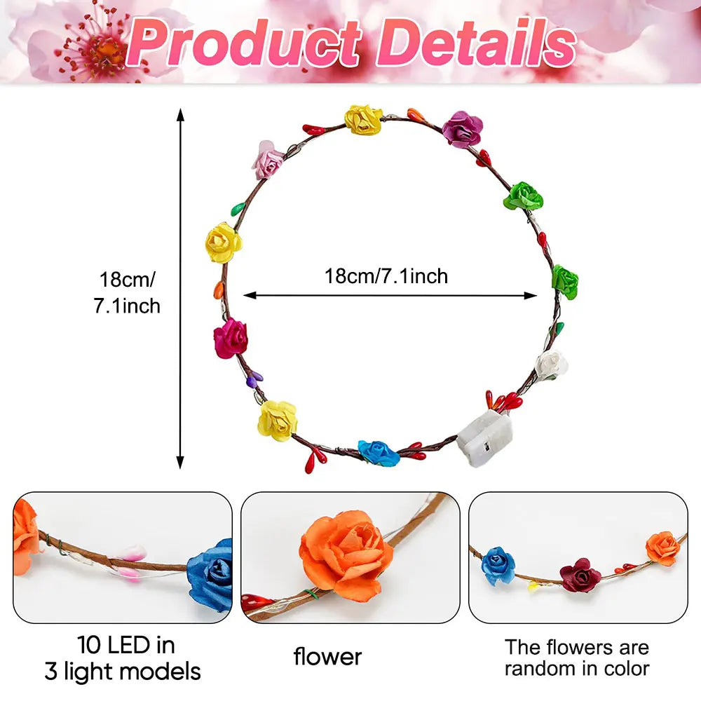 Paper Rose Wreath Set LED Light-up Headbands