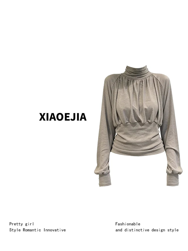 Women Grey GothicT-Shirt Harajuku Y2K Tee Top 90s Vintage Long