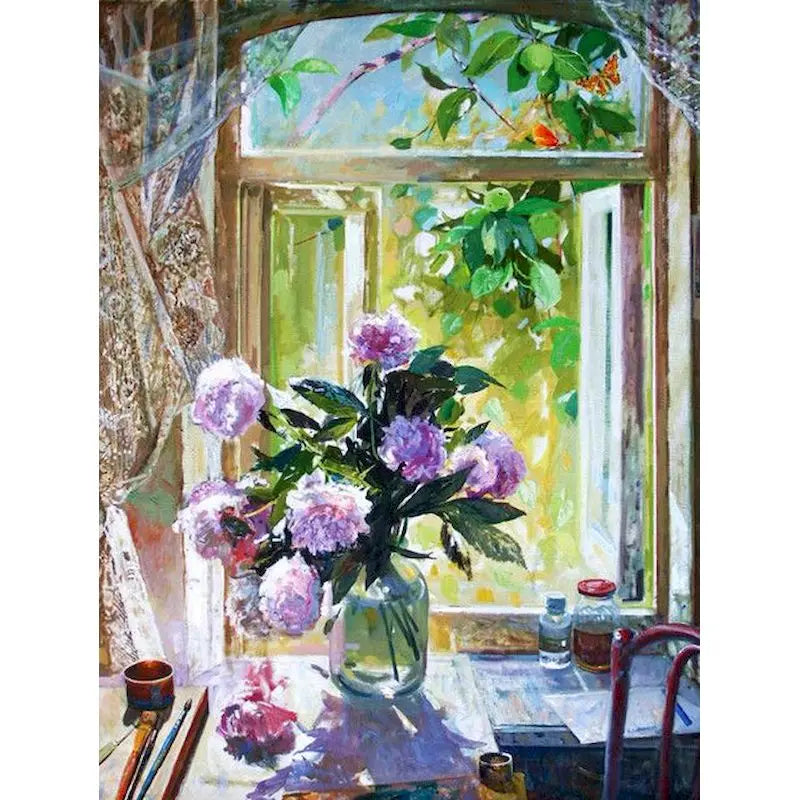 GATYZTORY Frame Painting By Numbers For Adults Coloring On Numbers Window Flower Gift Picture Drawing Paint Kit Diy Crafts