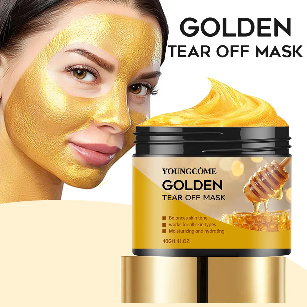 Facial Gold Textured Whitening Mask Blackhead Remover Whitening Face Mask Deep Cleansing Hyaluronic Acid Moisturizing Skin Care