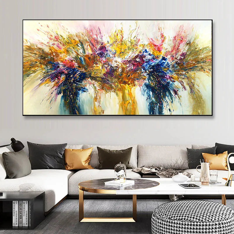 Abstract Colorful Canvas Painting Quadro Flower Posters and Prints Wall Art Pictures Cuadros Living Room Home Decor No Frame