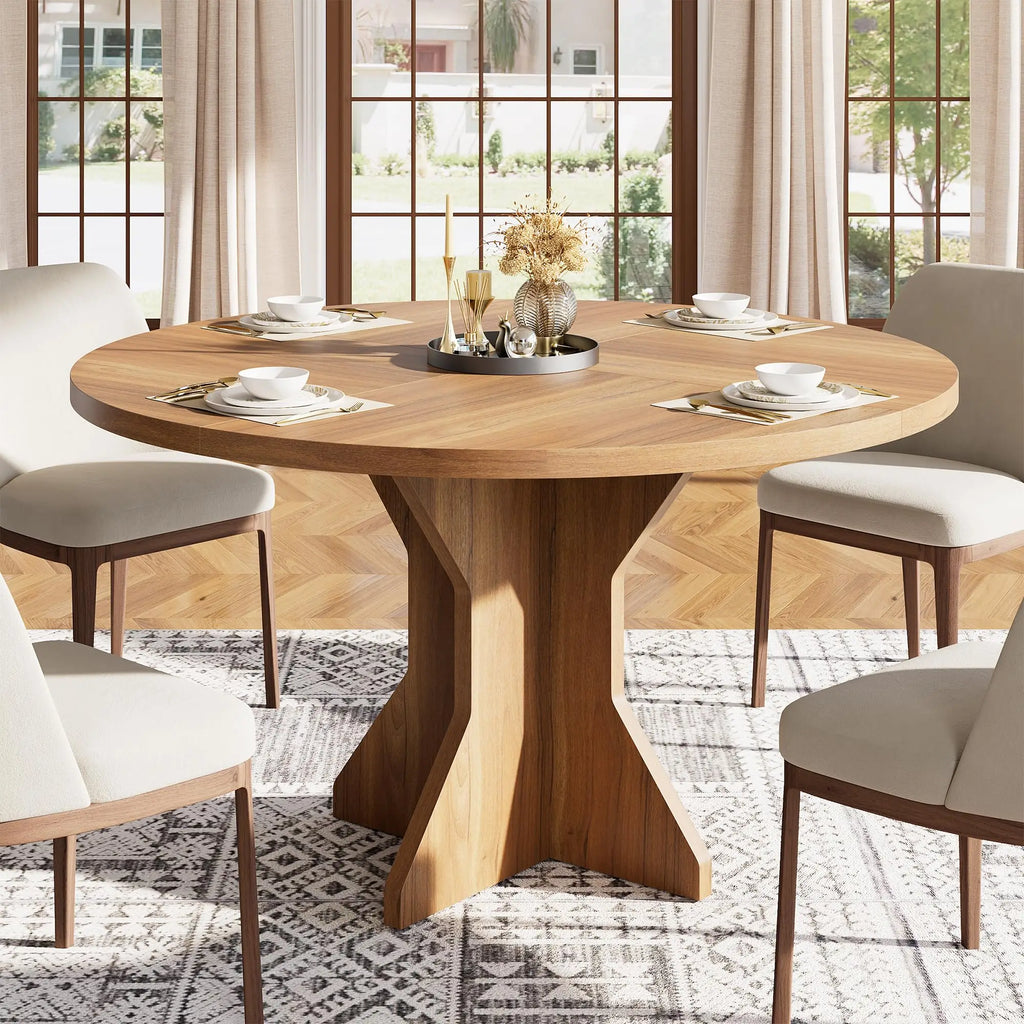 47-Inch Round Pedestal Dining Table, Modern