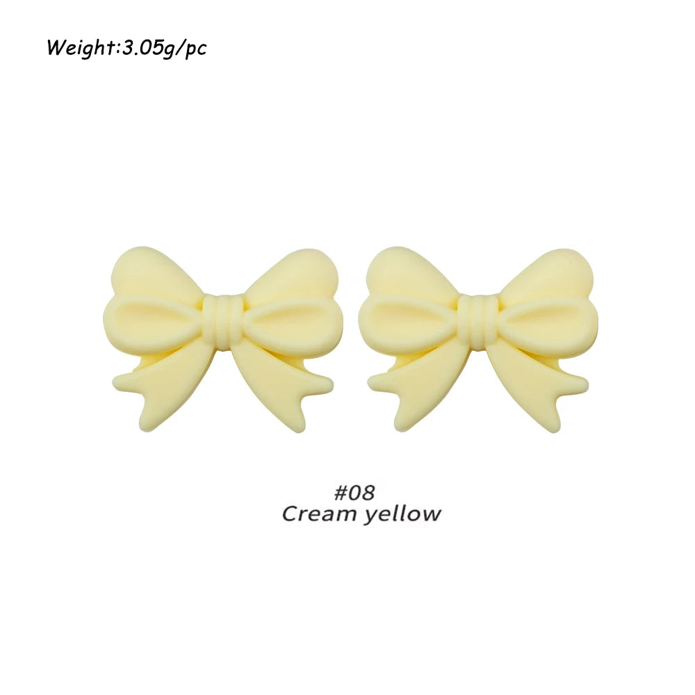 Kivoct 10pcs Crown Bowknot Silicon Beads Bow Tie Beads