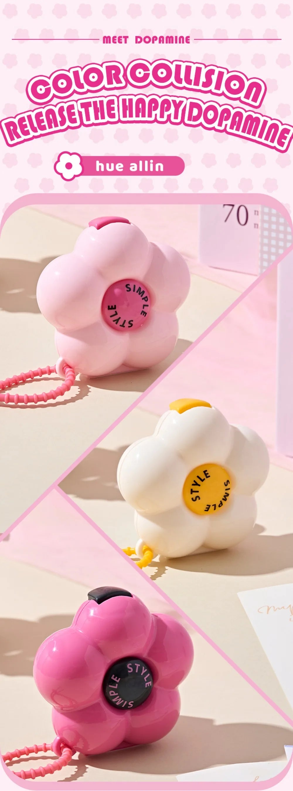 Cute Flowers Storage Box Pendant Dopamine with Dividers Jewelry Case Waterproof Plastic Medicine Box Travel