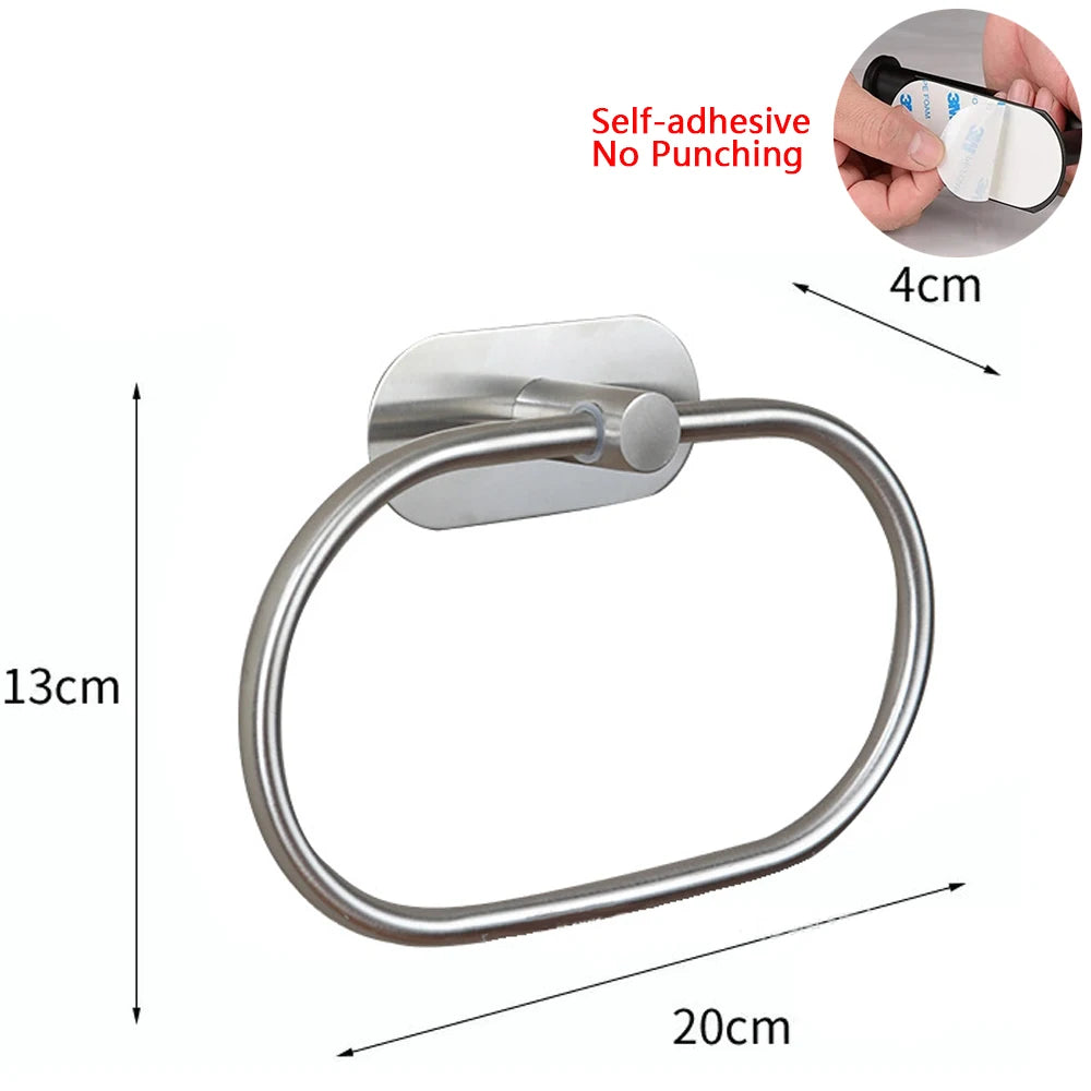Hanging Paper Roll Towel Holder Bathroom Toilet Storage Stand Kitchen Organizer Napkin Rack Stainless Steel Adhesive Wall Mount