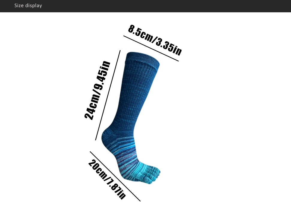 1/6 Pairs Man Toe Socks Long Plus Large Size Cotton Colorful Striped Compression Sport Fitness Happy 5 Finger Calf Socks EU40-46