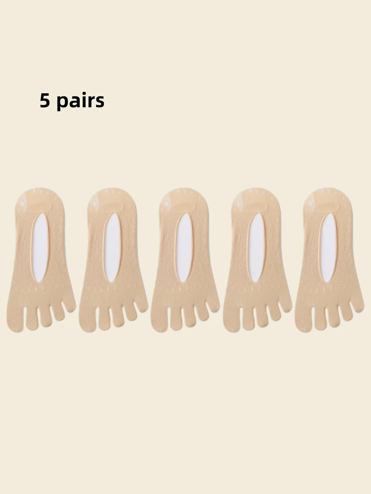Women's Toe Socks, No Show Invisible Socks, Silicone Non-Slip Ladies Boat Socks, Low Cut, Breathable, Sweat Absorbing, Summer Thin