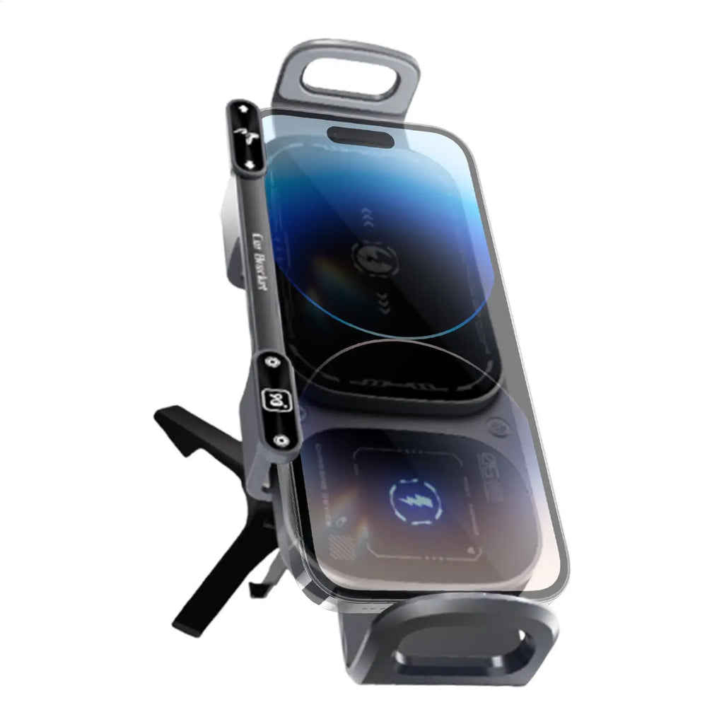 2 in 1 Car Air Vent Wireless Charger Phone Holder 15W Fast Charge Double Coil Mount for iPhone Foldable Phone Tablet Navigation