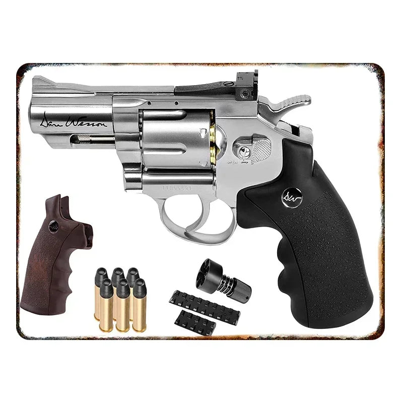 Vintage Pistol Metal  Sign Retro Gun Wall Art Iron Plaque HD Print for Home Bar Club Wall Decor
