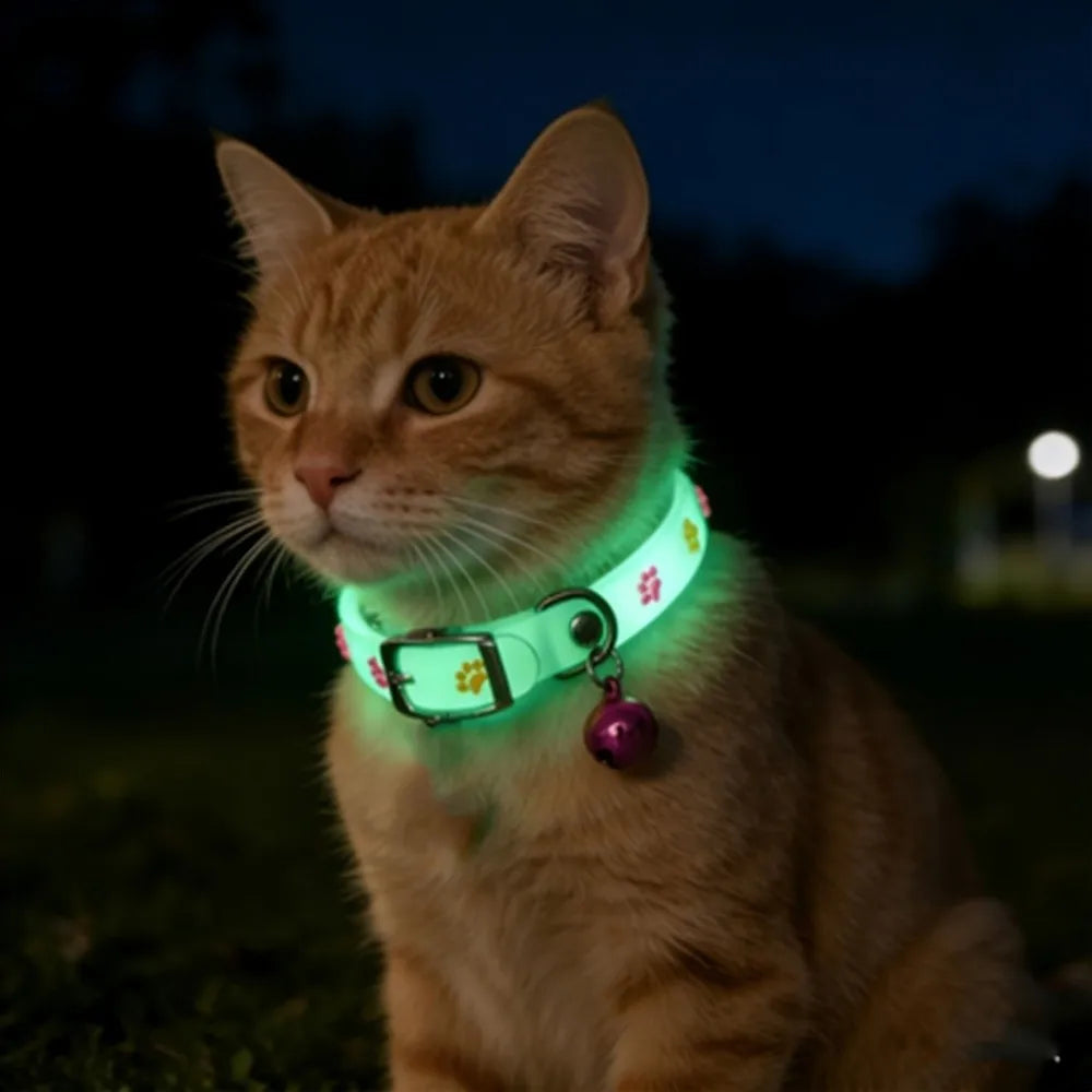 Pet Supplies Adjustable Cat Collar Anti-Loss Silicone Pet Luminous