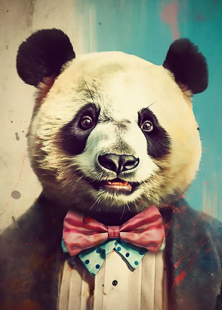 Cute Panda Blowing Bubbles Poster Graffiti Animals Art Print Canvas Painting Wall Pictures Living Room Room Home Decor Gift