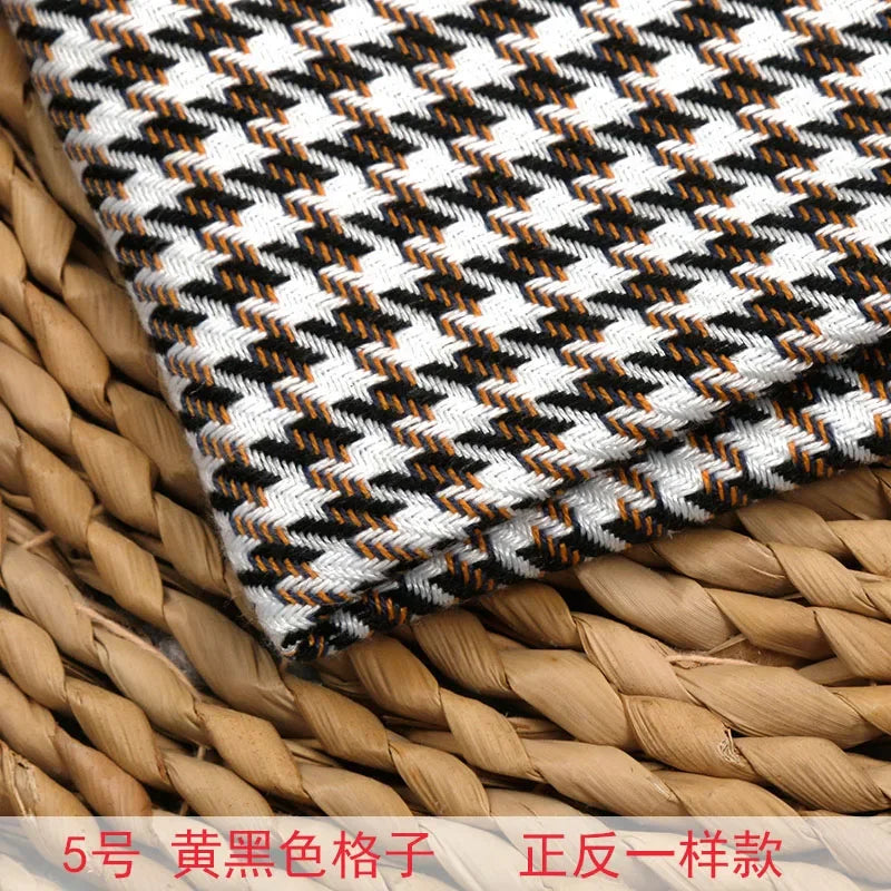 High-end Thousand Bird Grid Sofa Fabric Thickening Plaid Cotton Linen Cloth Tablecloth Pillow Cushion Cover Handmade DIY Fabric