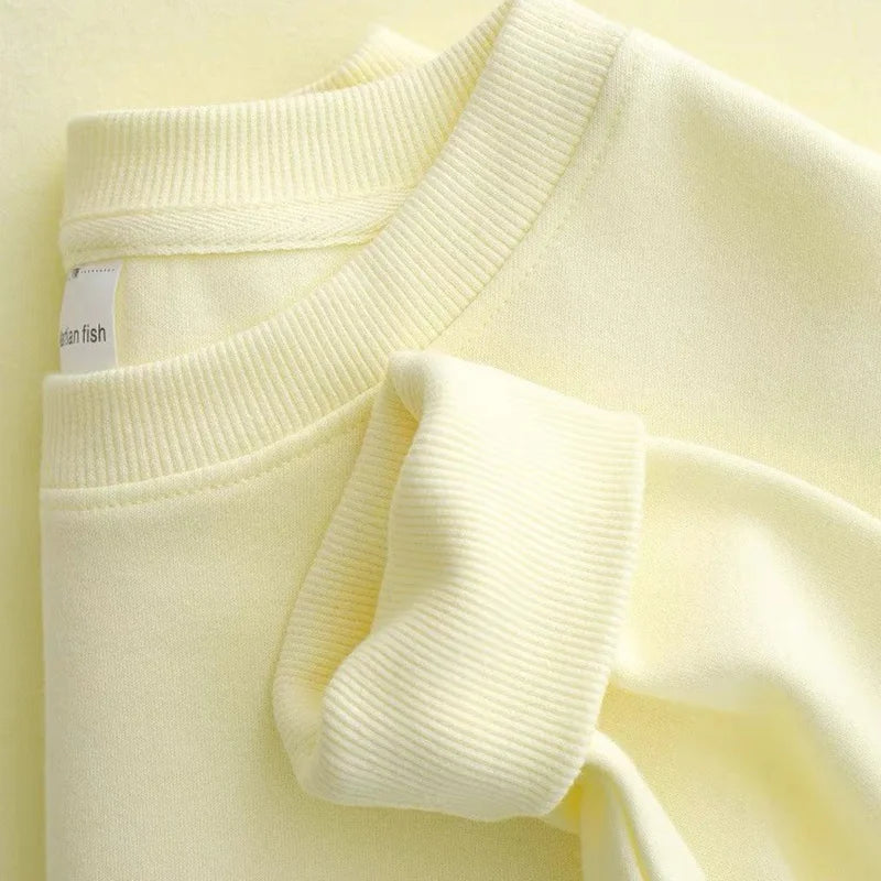 Streamgirl Cotton Basic Sweatshirt Women Oversized Yellow Pullovers Loose Casual Tops Spring Colorful Sweatshirts Women Pink