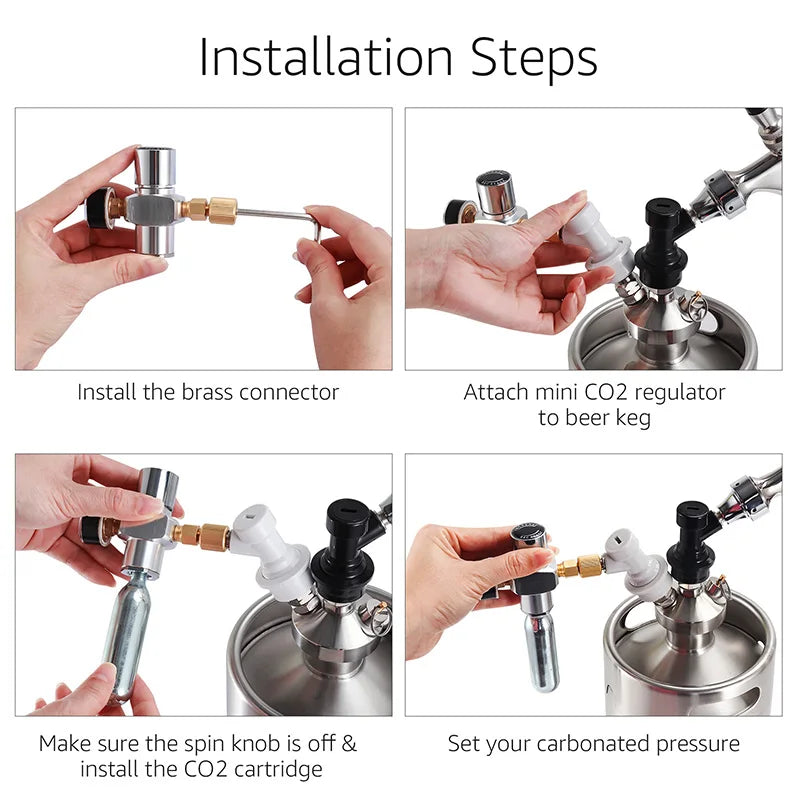 【New Version】0-60PSI Mini Co2 Regulator,Portable Co2 Charger with Stable Pressure & Steel Ring Gas Inlet,Homebrew Carbonated Kit