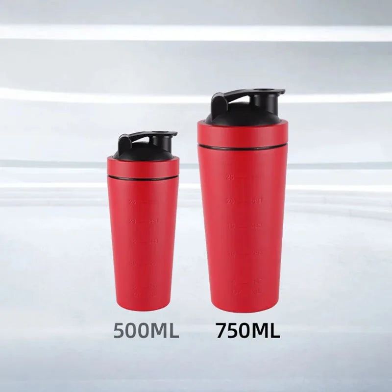 Shaker Bottle 500/750ML Stainless Steel Protein Owder Shaker Cup Clear Scale Mixer Nutrition Blender Mug Sports Gym Whey Drink