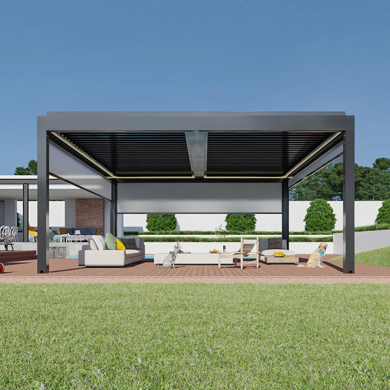 Outdoor Aluminum Pergola Gazebo – Adjustable Roof Pavilion for Garden or Terrace
