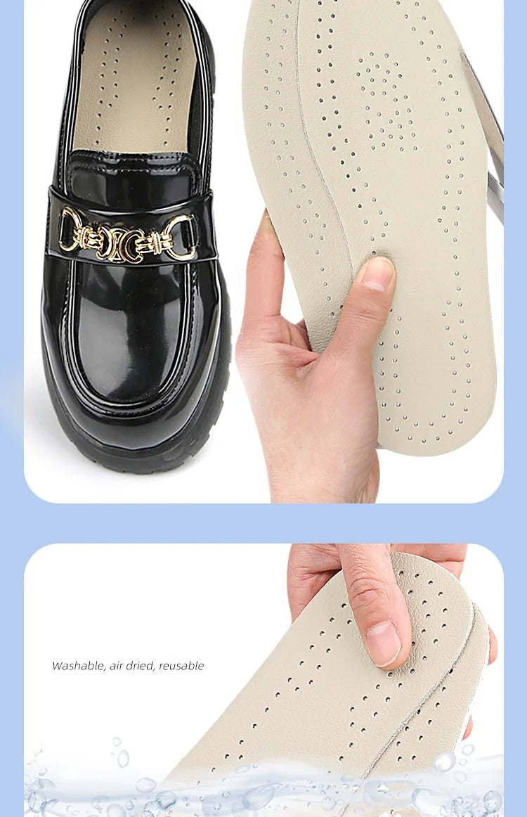 Orthopedic Insoles O-leg Double-sided Leather Shoe Insoles Men Women Cowhide Breathable Shock-absorbing And Pressure-relieving