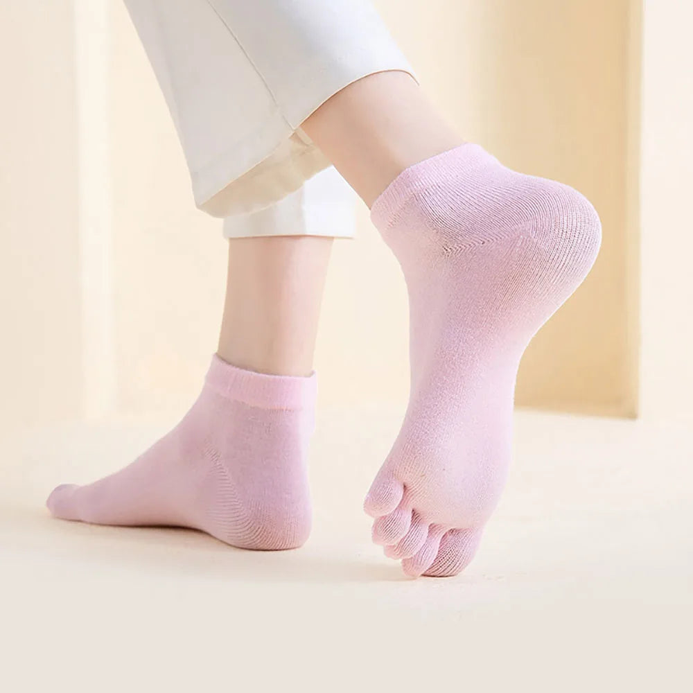 Hot Sale! Women Toe Socks with Separate Fingers Summer Solid Color Cotton Five Finger Socks Women Low Cut Ankle Socks Yoga Sport