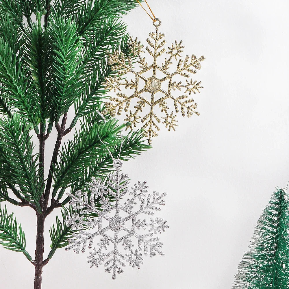 3/6Pcs Artificial Snowflake Christmas Decorations Xmas Tree Pendant Ornament for Home Decor Navidad New Year 2026 Party Supplies
