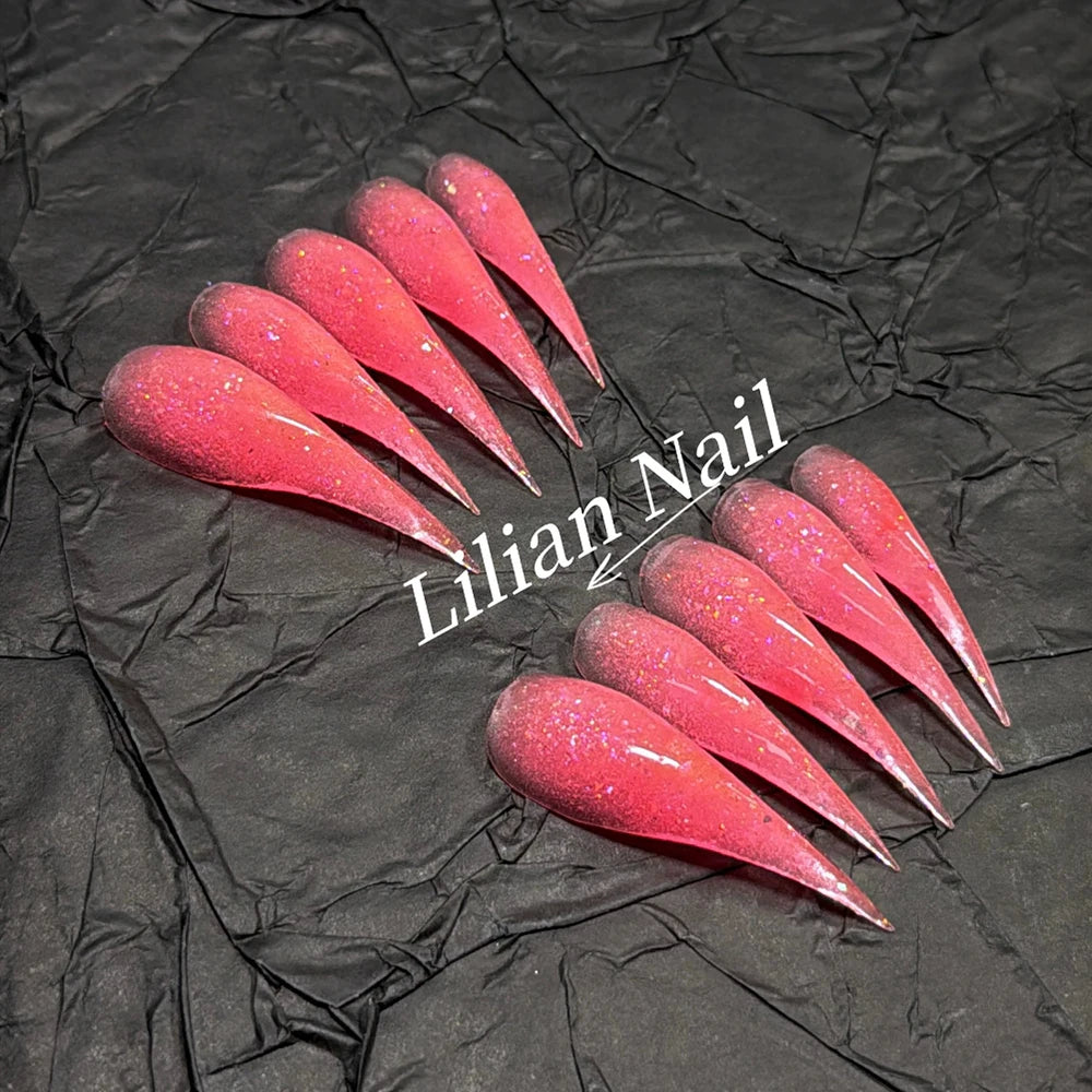 10Pcs Spice Girl Colorful Handmade Full Cover False Nail Y2K Long Dragon Shape Claw Cat Eyes Gradients Reusable Press On Nails