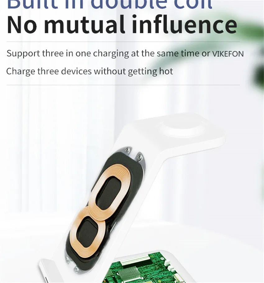 3 in 1 Wireless Charger Stand Fast Charging Dock Station for iPhone 17-12 X XR 8 Apple Watch 6 7 8 iWatch Airpods Pro